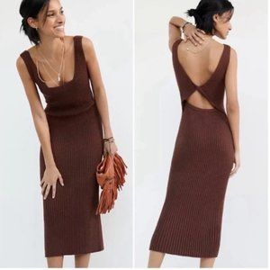 Amadi Ribbed Brown Sweater Dress